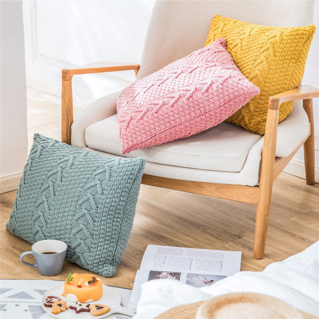 Housse Torsade – Housse de Coussin en Grosse Maille