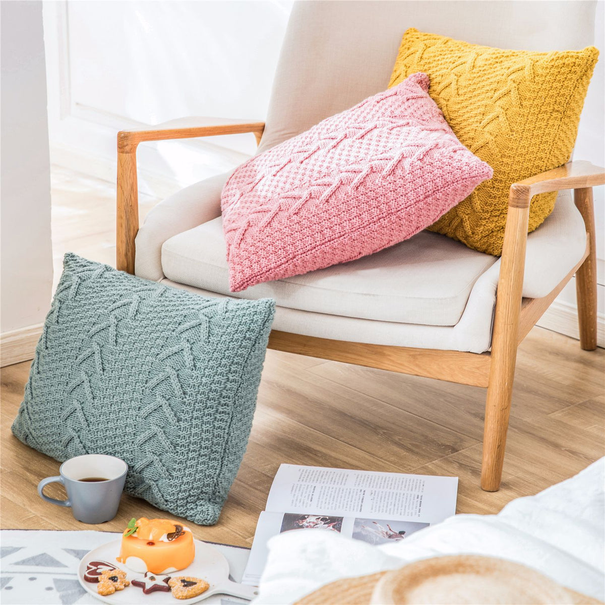 Housse Torsade – Housse de Coussin en Grosse Maille