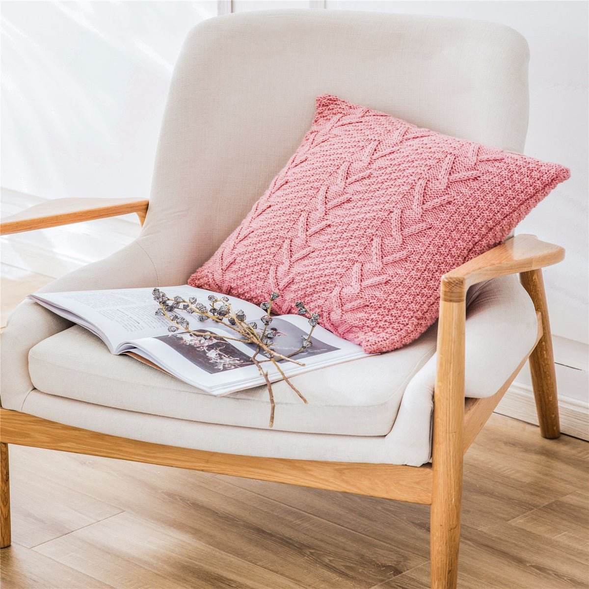 Housse Torsade – Housse de Coussin en Grosse Maille
