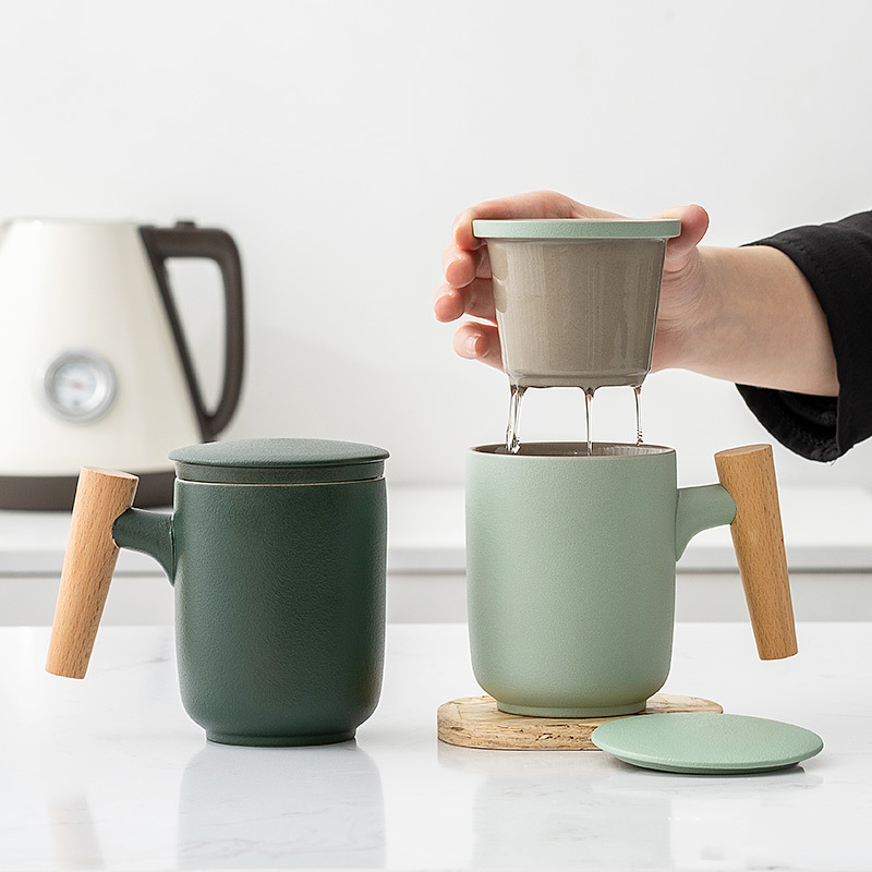 Le Mug Infuseur – Mug à Thé avec Filtre, Couvercle & Anse en Bois